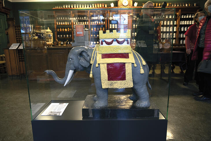 Elefanten i rommet: Elefanten fra Elefant­apoteket i Oslo ble så populær blant de yngste besøkende på museet at den måtte settes inn i en monter.