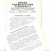 Faksimile Norsk Farmasøytisk Tidsskrift nummer 7 1924