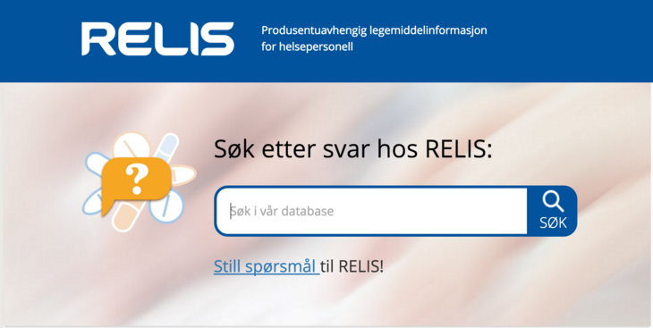 RELIS søkefunksjon skjermdump
